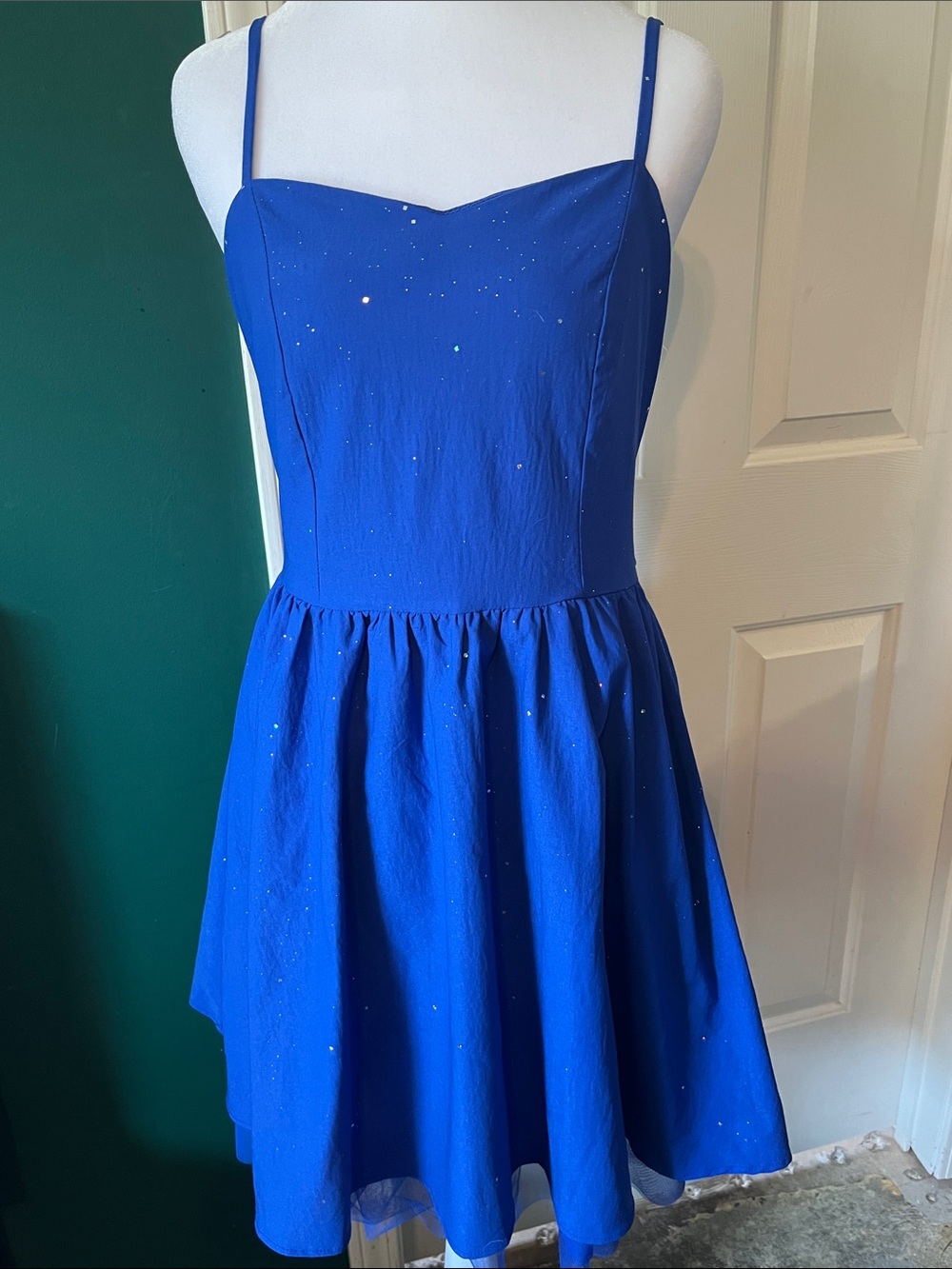 Elegant Royal Blue Spaghetti-Strap Casual Dress